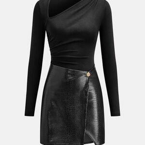Commense Black Asymmetrical Dress